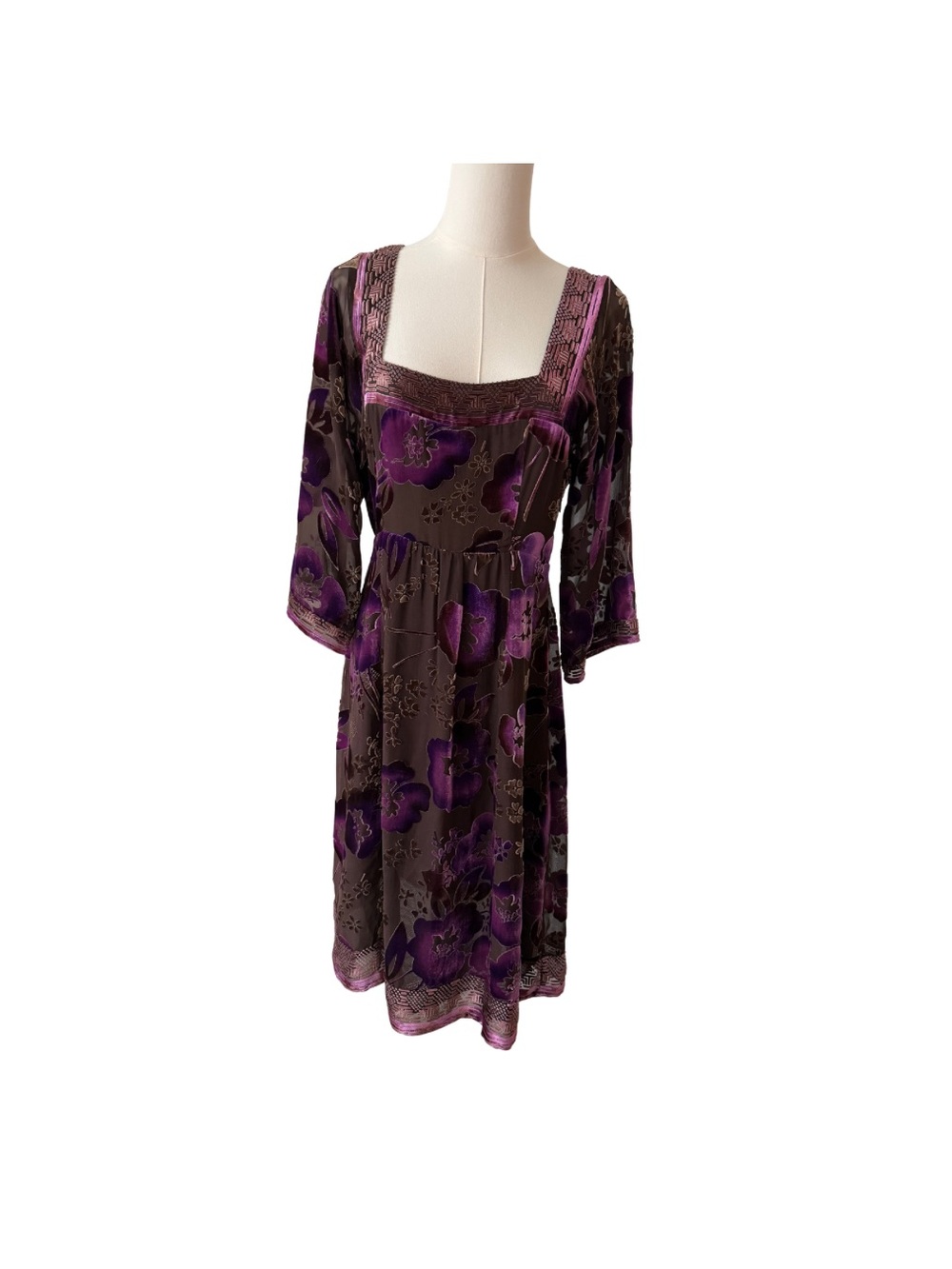 Vintage Nougat London Velvet Burnout Floral Dress Size 2 Boho